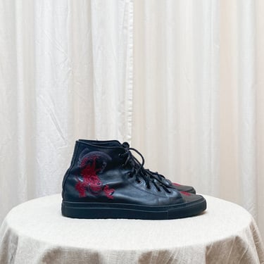 2001 Tom Ford Gucci Embroidered Leather High Top Sneakers 