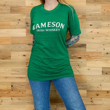 70's Vintage Jameson Irish Whiskey Thrashed Paper Thin Threadbare Retro Soft Tee Shirt T-Shirt 