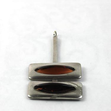 Vintage Jorgen Jensen Denmark Pewter and Amber Glass Cabochon Pendant 