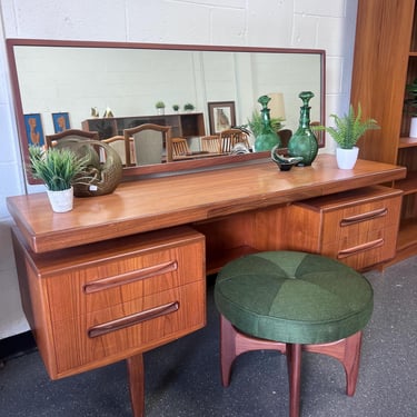Mid Century Danish Modern Teak G Plan Fresco Desk / Vanity With Stool 