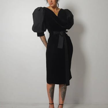 1960's Puff Sleeve Velvet Dress