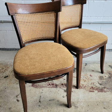 Pair of Vintage Caned Back Side Chairs