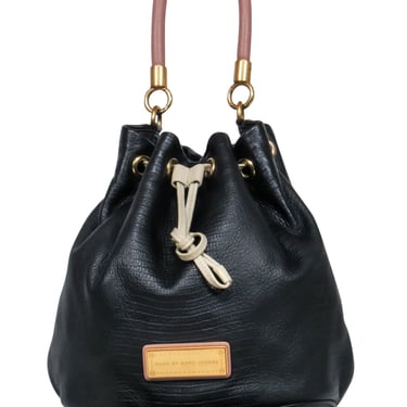 Marc by Marc Jacobs - Black Textured Leather Drawstring Bucket Bag