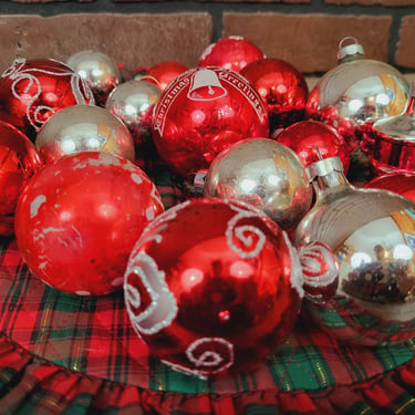 17 Vintage Glass Christmas Ornaments 