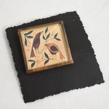 Vintage Fraktur Brooch 