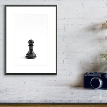 Game Room Print, Pawn Wall Art, Chess Piece Photo, Game Room Wall Art, Black and White Chess Print, Man Cave, Chess Lover, Housewarming Gift 