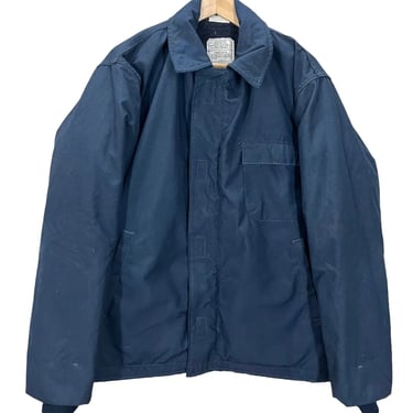 Vintage 1990 USN Navy Blue Cold Weather Flame Resistant Deck Jacket Large EUC