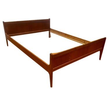 Danish Modern Teak Full Size Low Bed with Footboard and Headboard &amp; Slats