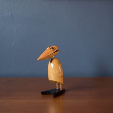 Vintage Wooden Dodo Bird Toy Sculpture Paper Holder 