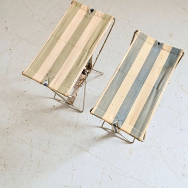 Set of Petite vintage French canvas camping chairs