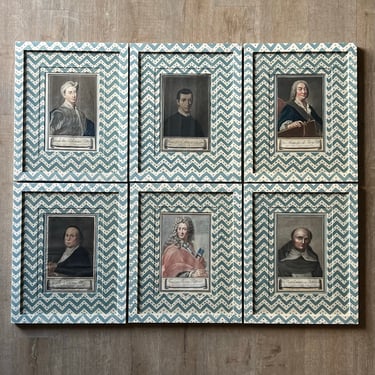 Set of Six 19th C. Framed Painter Engravings in Gusto Painted Mat and Frame (Set I)