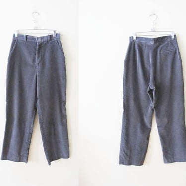 Vintage 80s 90s Gray Corduroy Pants 26 Small  -  High Waist Trousers - Preppy Academia Neutral Unisex Cord Straight Leg Pants 