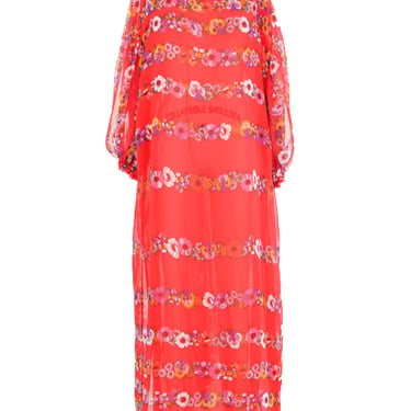 Giorgio di Sant'Angelo Red Floral Chiffon Maxi Dress