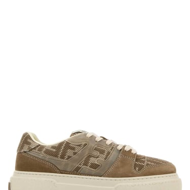 Fendi Women Embroidered Fabric And Suede Fendi Match Sneakers