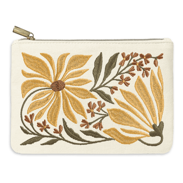 Embroidered Zipper Pouch | Sunflowers