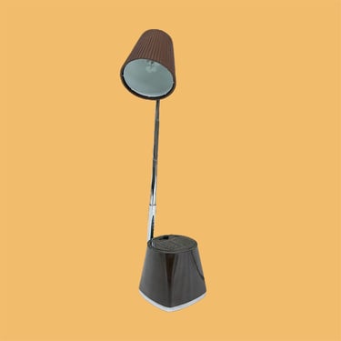 Vintage Desk Lamp Retro 1970s Mobilite Inc + Mobilette + M77B + Mid Century Modern + Adjustable + Collapsible + Brown + Chrome + MCM 