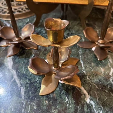 Brass Floral Candlestick