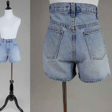 90s J Crew Jean Shorts - 30 waist - Faded, Holes, Fraying - Cotton Denim - Vintage 1990s - S 