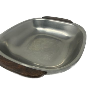 Vintage Lundtofte Denmark Square Stainless Steel Serving Bowl | Teak Handles | MCM Danish Modern Hostess Dish | Model 2840/23 