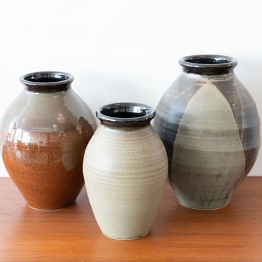 Trio of Ceramic Studio Vases