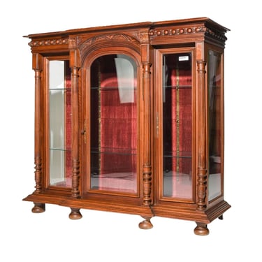 Cabinet, Display / Showcase, French Louis XVI Style,Walnut, 56 in x 60 x 21!!