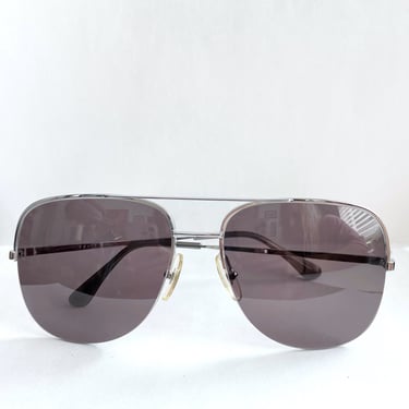 Vintage Skinny Silver Frame Aviator Sunglasses 