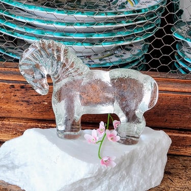 Art Glass Horse Sculpture~Vintage Wild Horse Figurine 