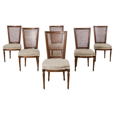 Set of Six French Louis XVI Style Cane Dining Chairs