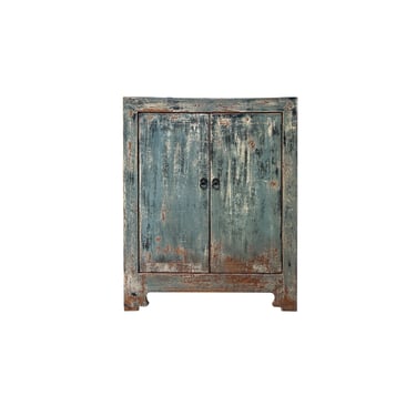 Distressed Ink Light Blue Mix Color 2 Doors End Table Nightstand Cabinet ws4360E 