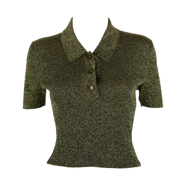 Chanel Green Cropped Polo Shirt