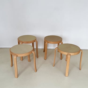 Vintage Beechwood Magnus Olesen Stacking Stools, Pale Yellow