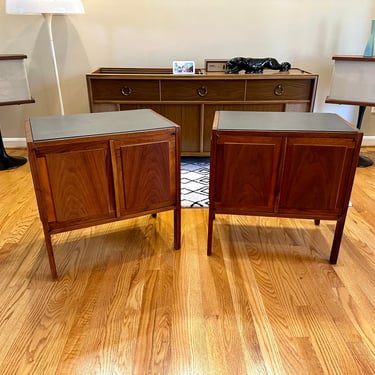 Founders Mid-Century Modern Oiled Walnut Night Stands with Slate Top 