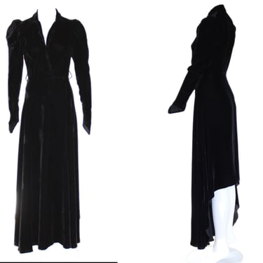 1930s Silk Velvet Bias Cut High-Low Vintage Dress - Lord & Taylor - XS 