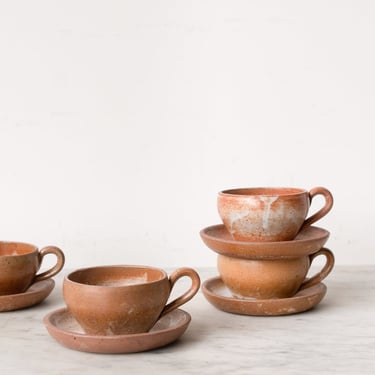 Stoneware Cup &amp; Saucer Set of 4