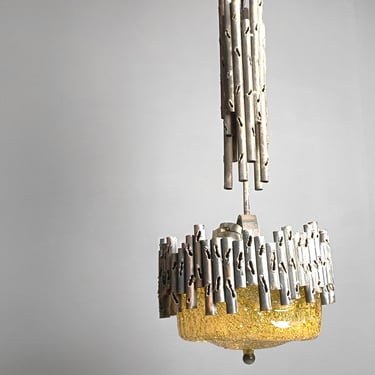 Brutalist pendant lights by Marcello Fantoni, 1960s - 20 pieces available - vintage brutalist chandelier - italian glass chandelier 