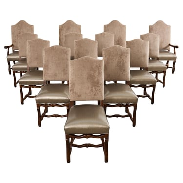 Set of Fourteen Baroque Style Os de Mouton Dining Chairs