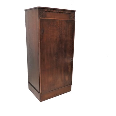 Vintage Wardrobe | Small English Oak Gentleman's Dressing Cabinet With Lift Top 