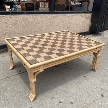 Checkers Squared | Donghia Rattan Coffee Table by John Hutton