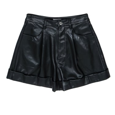 WeWoreWhat - Black Vegan Leather High Waisted Shorts w/ Cuff Sz 25
