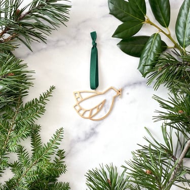 Solid Brass Tree Ornament - Peace Dove Ornament by Sarah Cecelia 