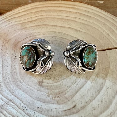 MARY ELLEN SHADOWBOX Turquoise and Sterling Silver Stud Earrings | Native American Navajo Southwestern Jewelry | Mary Ellen Hallmark 