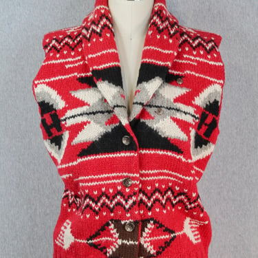 Vintage Southwestern Vest by Ralph Lauren - Wool Vest - Western Vest - Ski Vest - Sweater Vest 