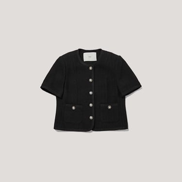 Black Shortsleeve Tweed Jacket