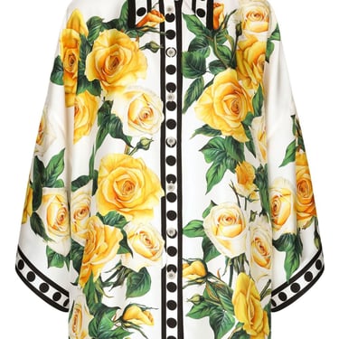 Dolce & Gabbana Women Roses Print Silk Shirt