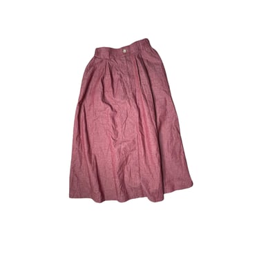 Vintage NWT Orvis Red Chambray Denim Midi Skirt, Size 8P 