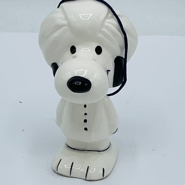 Peanuts Gang International Series "Snoopy Wearing a Turban" ceramic Christmas Ornament 1960's 