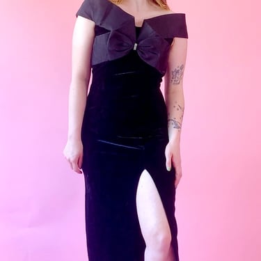 Black Velvet 80's Evening Gown