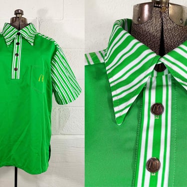 Vintage McDonald’s Uniform Polo Shirt 1976 Crest 1970s Kelly Green White Restaurant NOS Deadstock 70s Plus Size Curvy Volup XXL 2XL 2X 