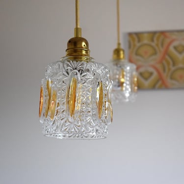 1 of 3 Vintage Small Glass Pendant Lights / Mid-Century Modern Ceiling Lighting / Retro Home Decor / Kitchen Island / Yugoslavia / 1960s 