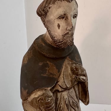 Vintage Santos Figure - Carved Wood Saint Francis Statue - wood Saint 